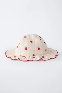EMBROIDERED FLOWER TEXTURE HAT
