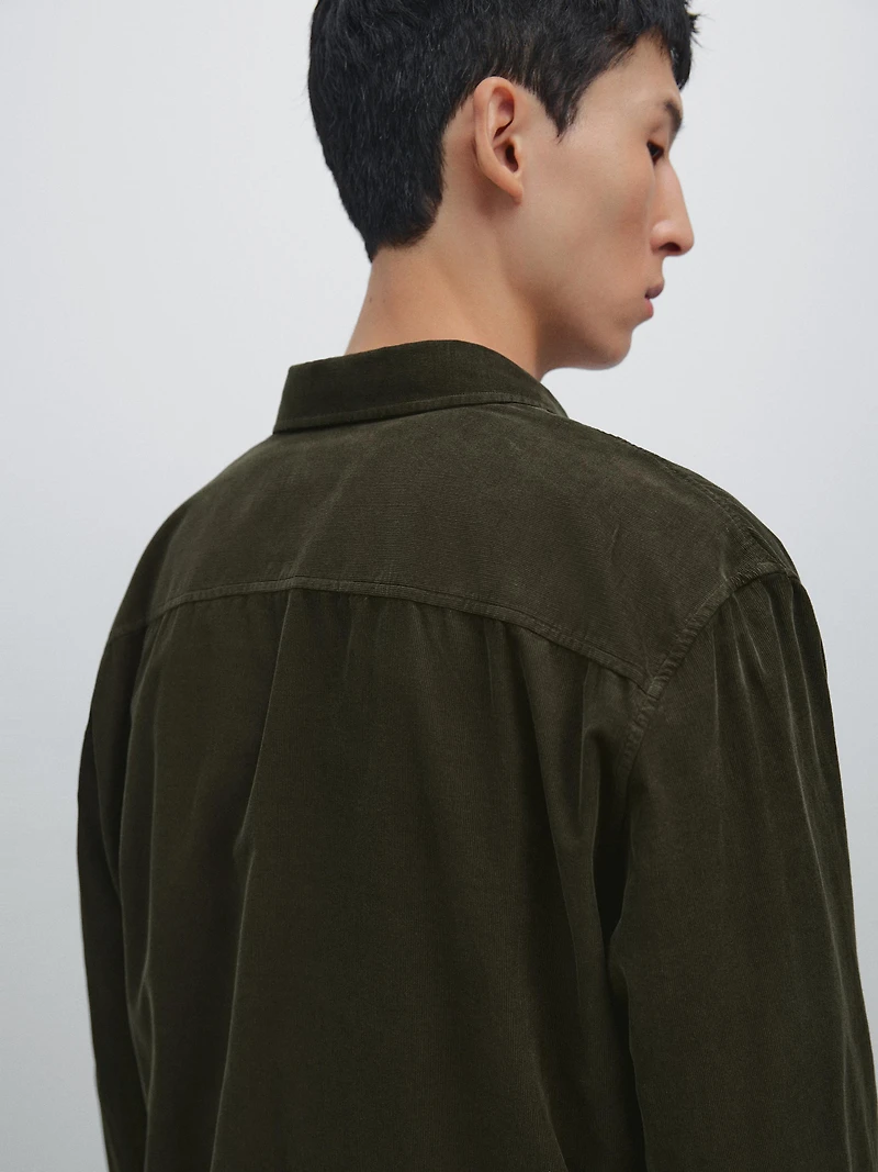 Regular fit needlecord shirt