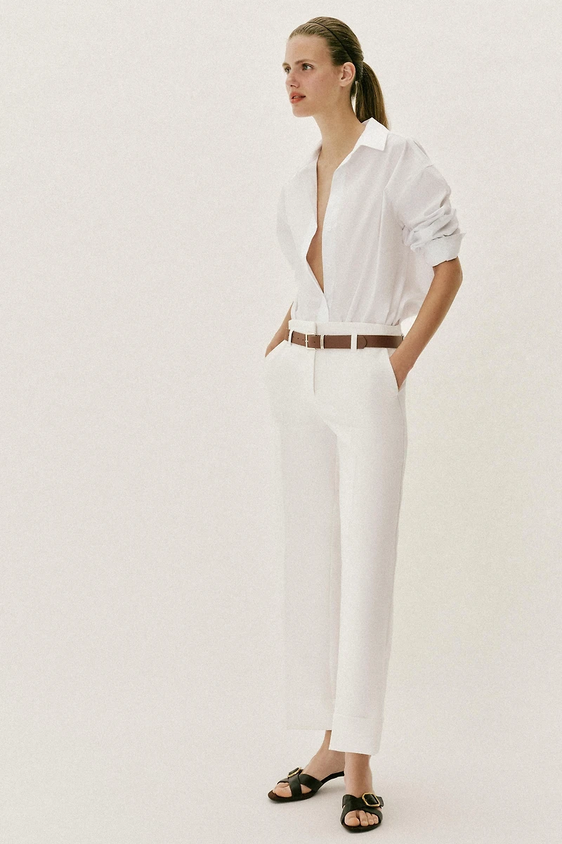 PANTALON AVEC REVERS ET CEINTURE