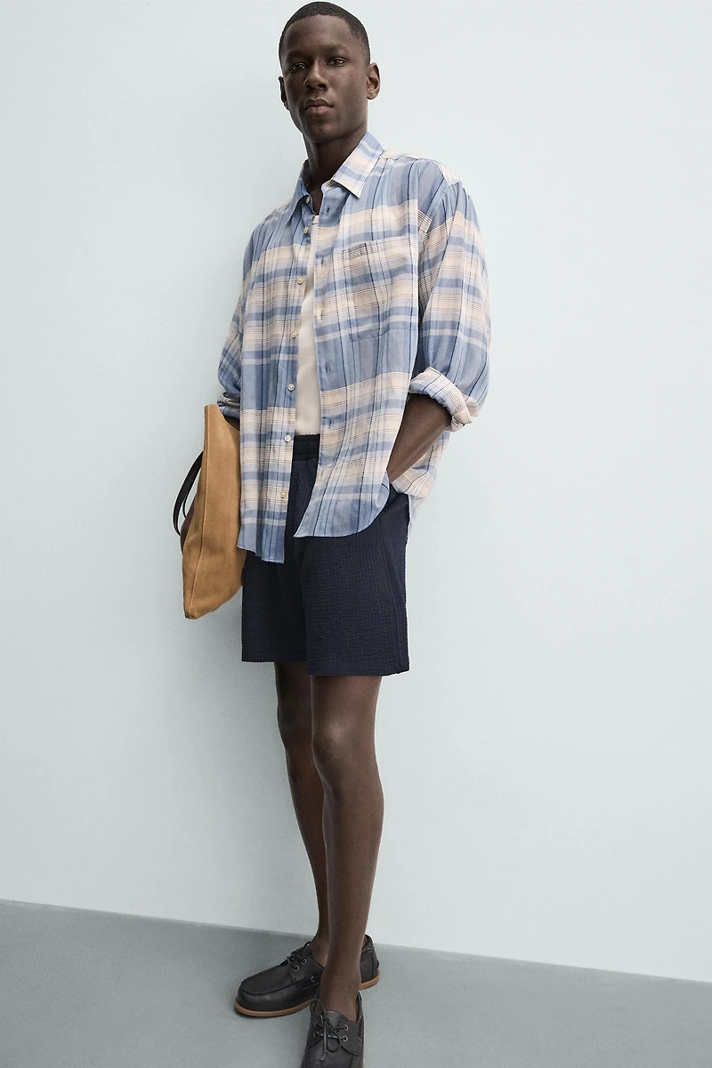 REGULAR FIT SEERSUCKER SHORTS