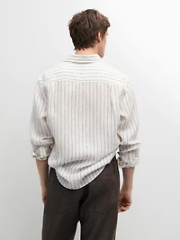 Chemise à rayures en pur lin coupe slim