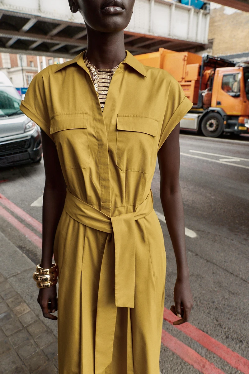 POPLIN MIDI DRESS