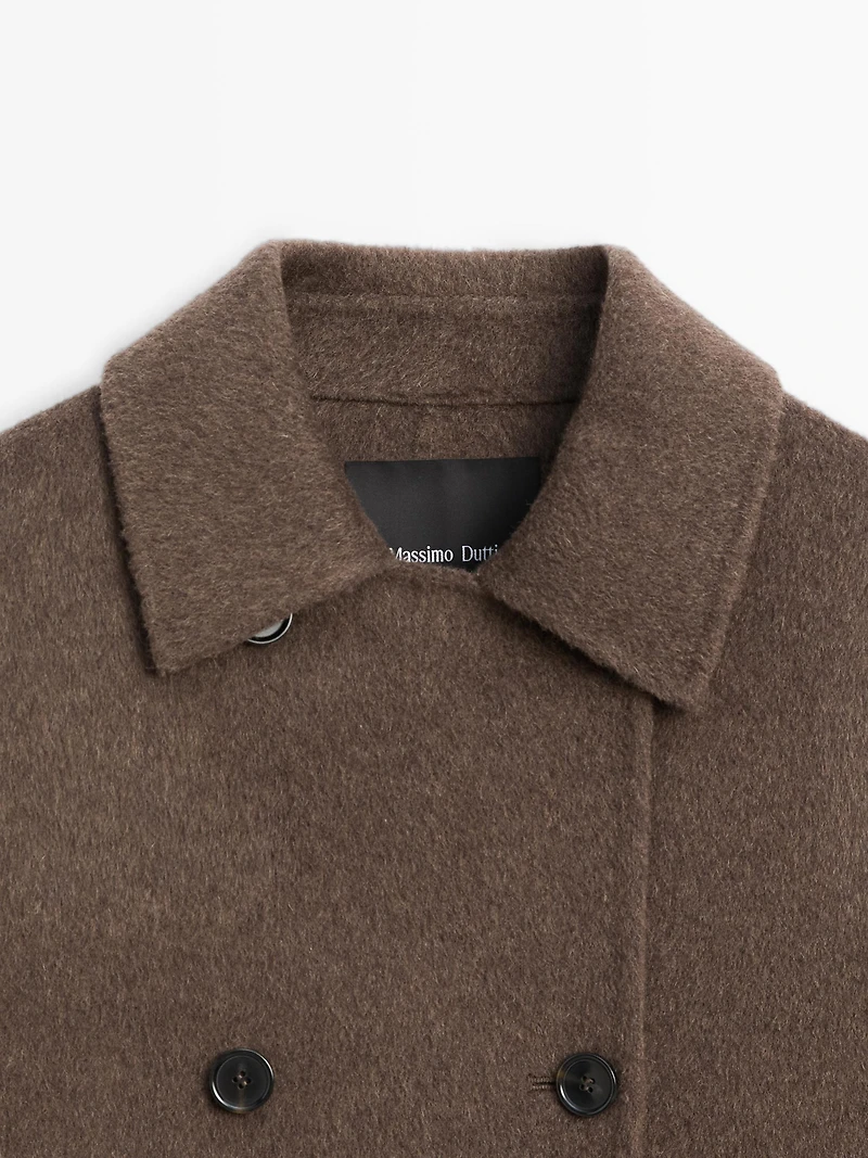 Wool blend double-breasted cropped coat