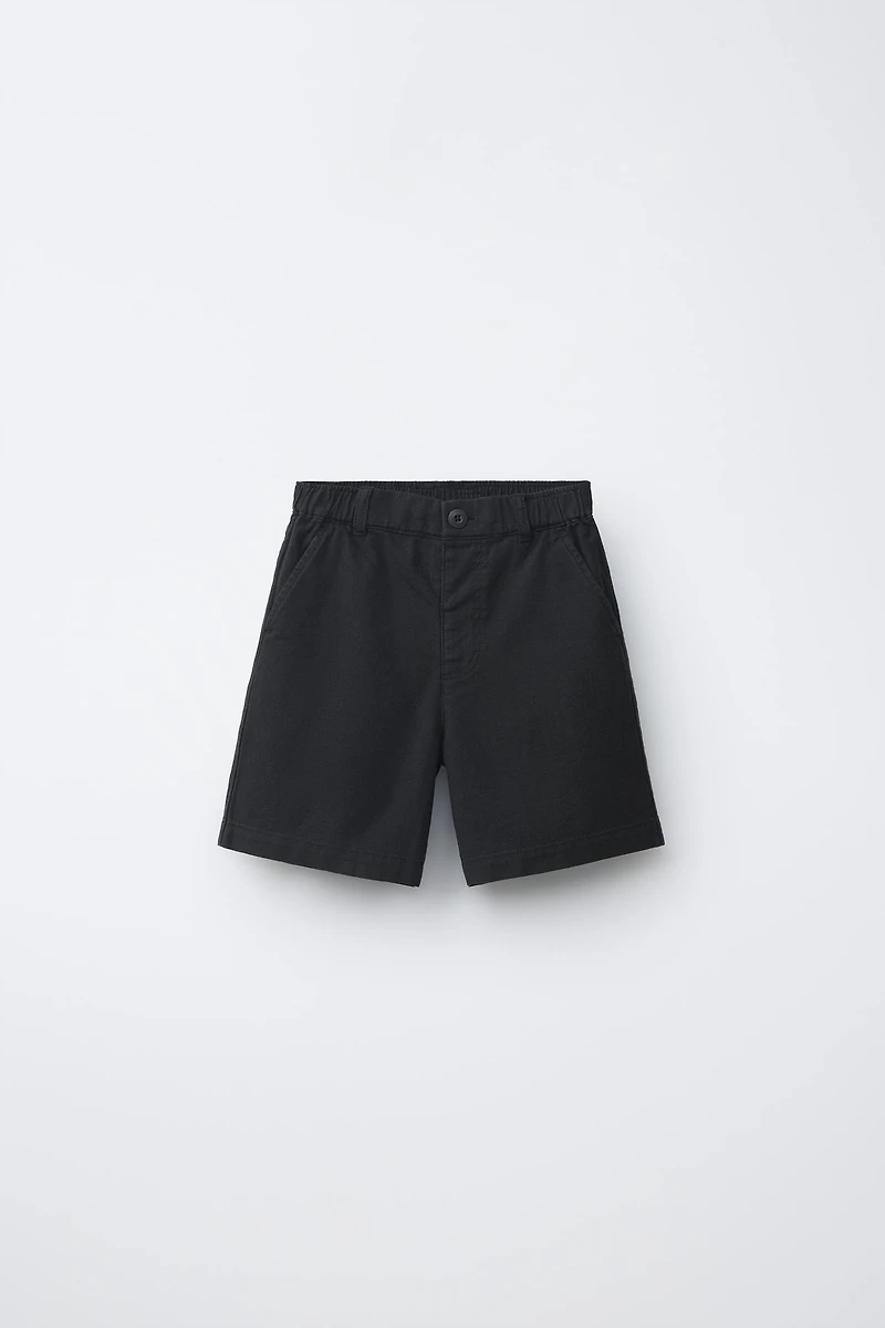 COTTON AND LINEN SHORTS