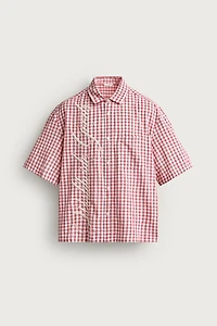 RELAXED FIT CHECKED SHIRT WITH EMBROIDERED TEXT