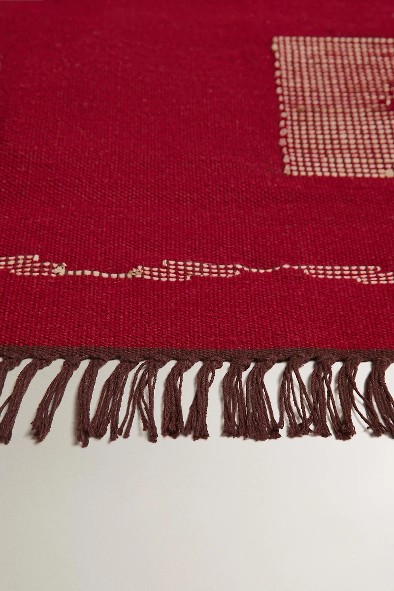 WOOL AND RAFFIA GEOMETRIC PRINT AREA RUG