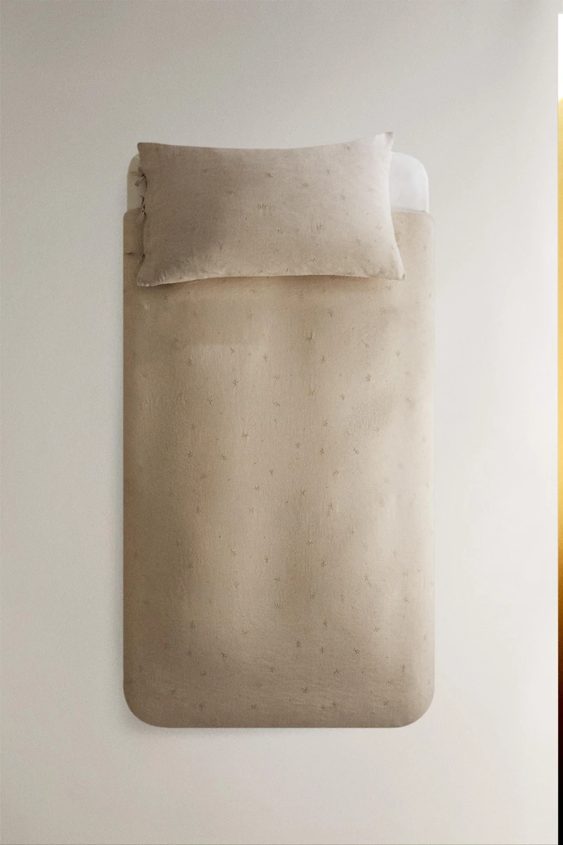 CHILDREN'S LINEN DUVET COVER WITH FLORAL EMBROIDERY