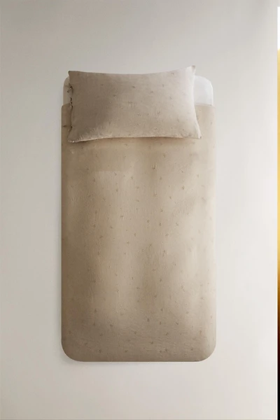 CHILDREN'S LINEN DUVET COVER WITH FLORAL EMBROIDERY