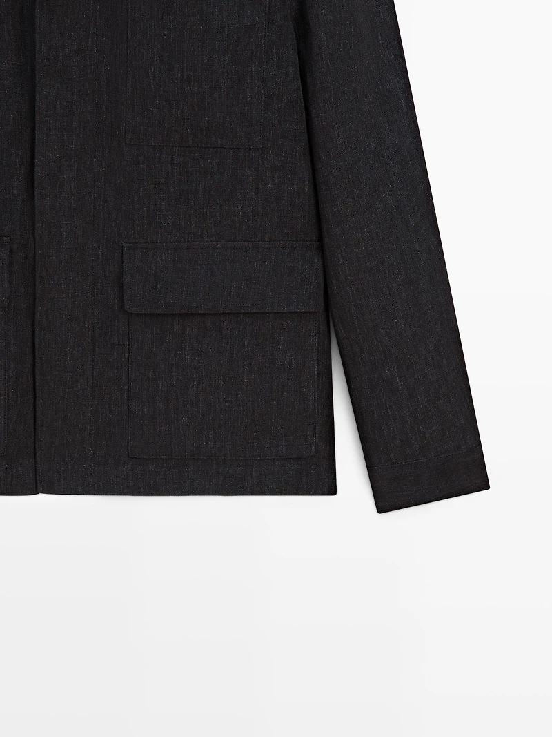 Blouson en lin effet chiné total look