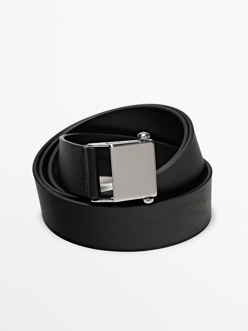 Nappa leather belt with buckle loop - LIMITED