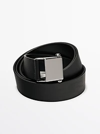 Nappa leather belt with buckle loop - LIMITED