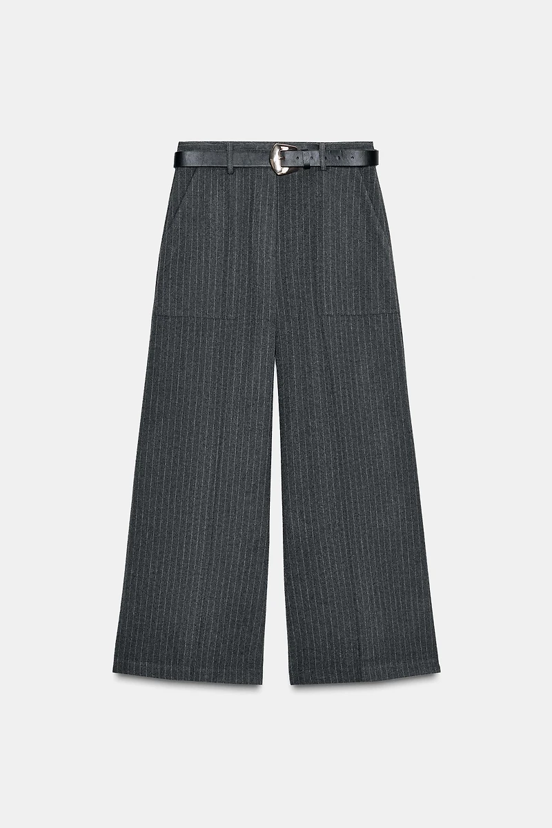 PANTALON JUPE-CULOTTE À CEINTURE ET RAYURES TENNIS