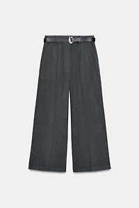 PANTALON JUPE-CULOTTE À CEINTURE ET RAYURES TENNIS