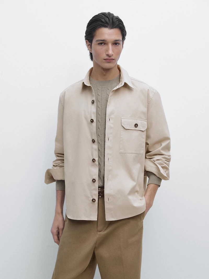 Cotton overshirt with pocket details