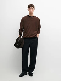 100% linen knit crew neck sweater