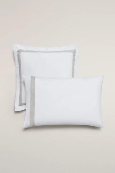 COTTON PILLOWCASE WITH LINEN BORDER