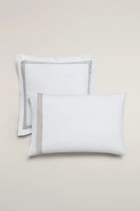 COTTON PILLOWCASE WITH LINEN BORDER
