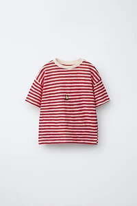 EMBROIDERED FISH STRIPED T-SHIRT