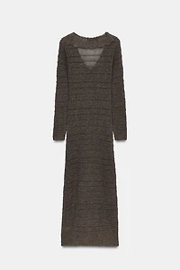 POINTELLE KNIT RUFFLED DRESS