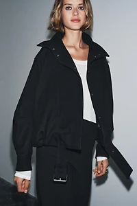 ZW COLLECTION MINIMAL WOOL BOMBER JACKET
