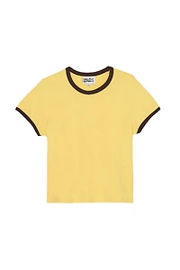 SLIM FIT T-SHIRT WITH CONTRASTING RIB TRIM