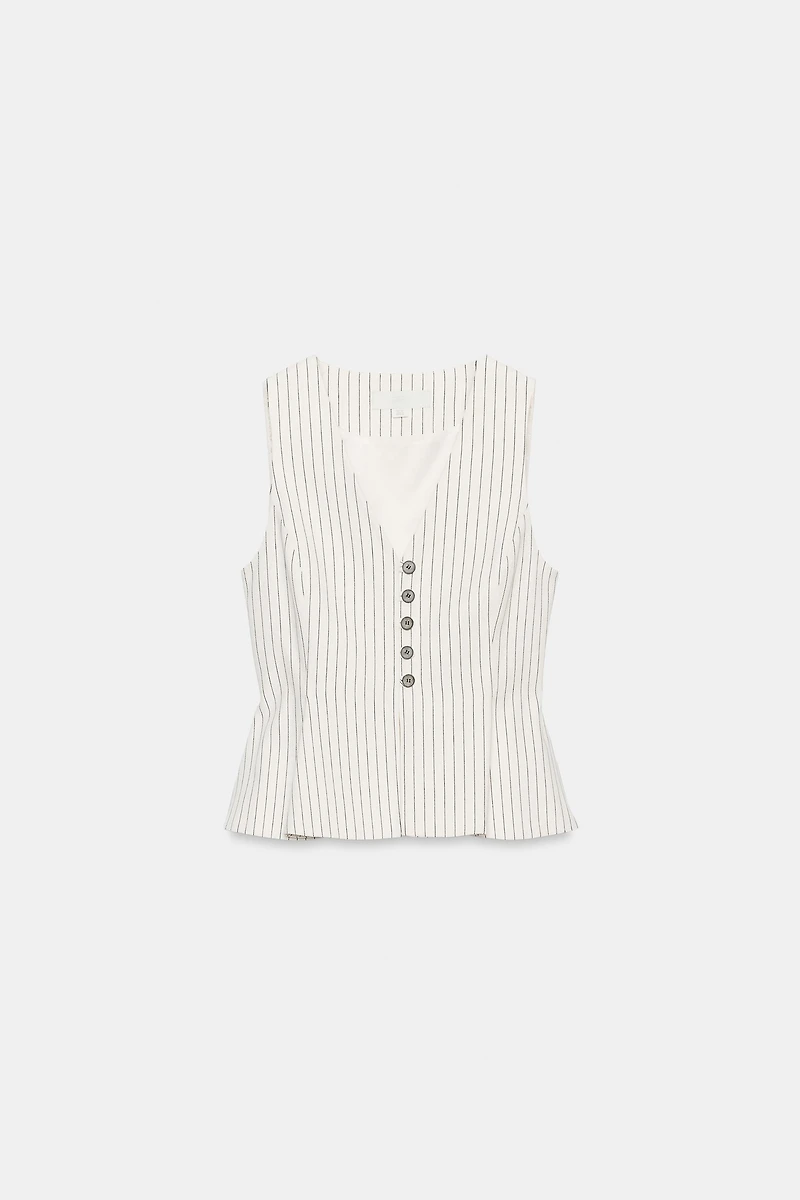 GILET PEPLUM À RAYURES