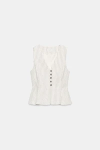 GILET PEPLUM À RAYURES