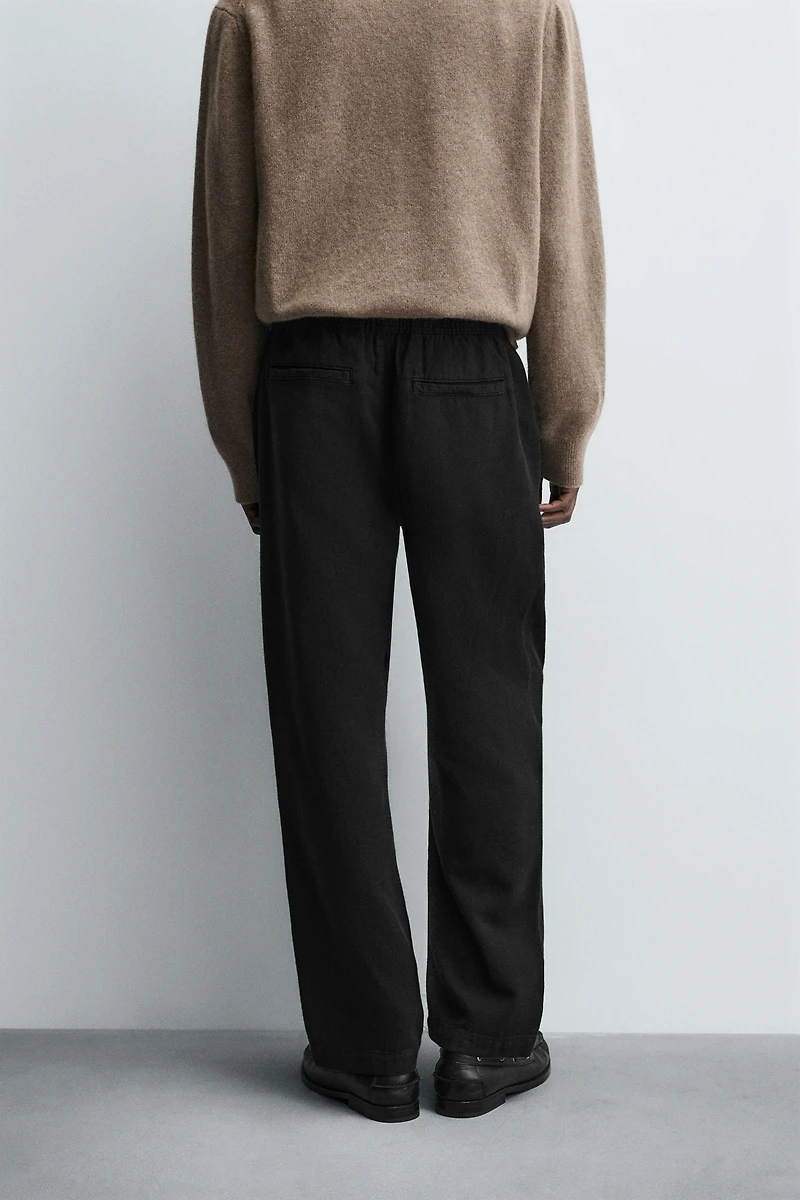 TEXTURED JOGGER WAIST PANTS