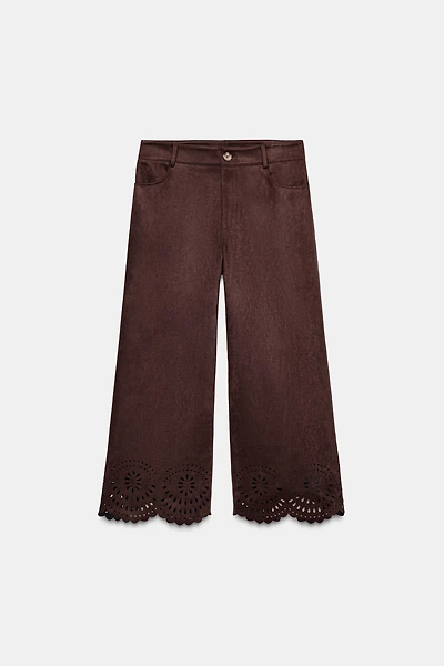 DIE-CUT HEM FAUX SUEDE CULOTTES
