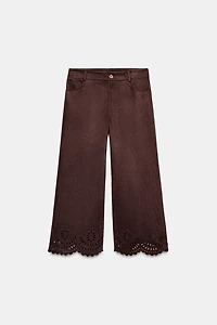 DIE-CUT HEM FAUX SUEDE CULOTTES