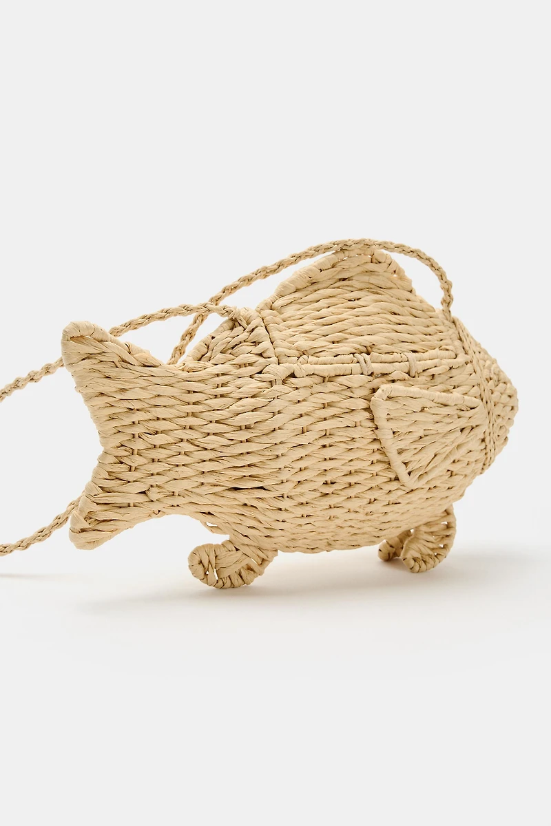FISH-SHAPED WOVEN EFFECT BAG
