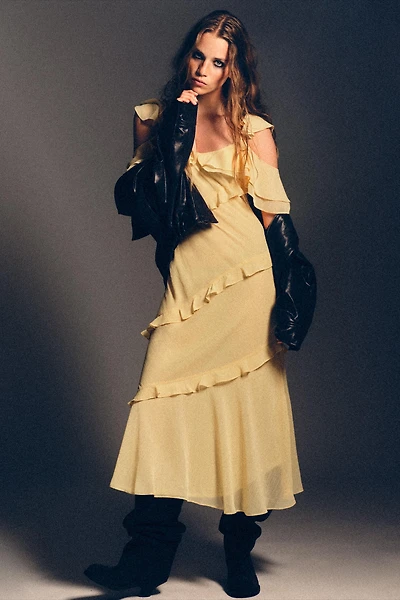 RUFFLED COMBINATION DRESS