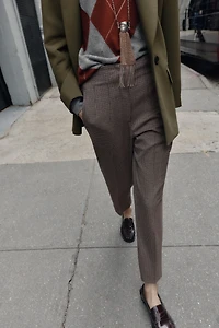 PANTALON TAILLE HAUTE À CARREAUX