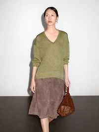 100% linen cutwork sweater