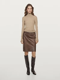 Short leather mock croc skirt