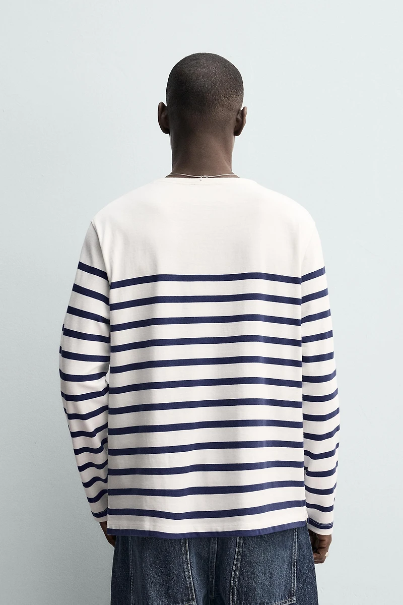 RELAXED FIT STRIPED JACQUARD T-SHIRT