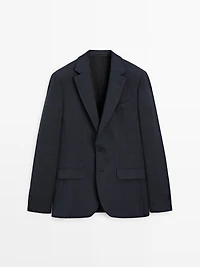 Cool wool blend check suit blazer