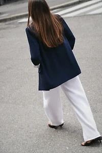 ROLL-UP SLEEVE PRINTED CUFF BLAZER