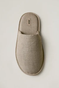 LINEN MULE SLIPPERS