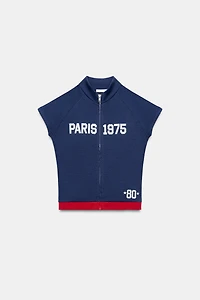 TEXT ZIP-UP TOP