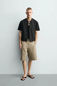 RELAXED FIT COTTON-LINEN SHORTS