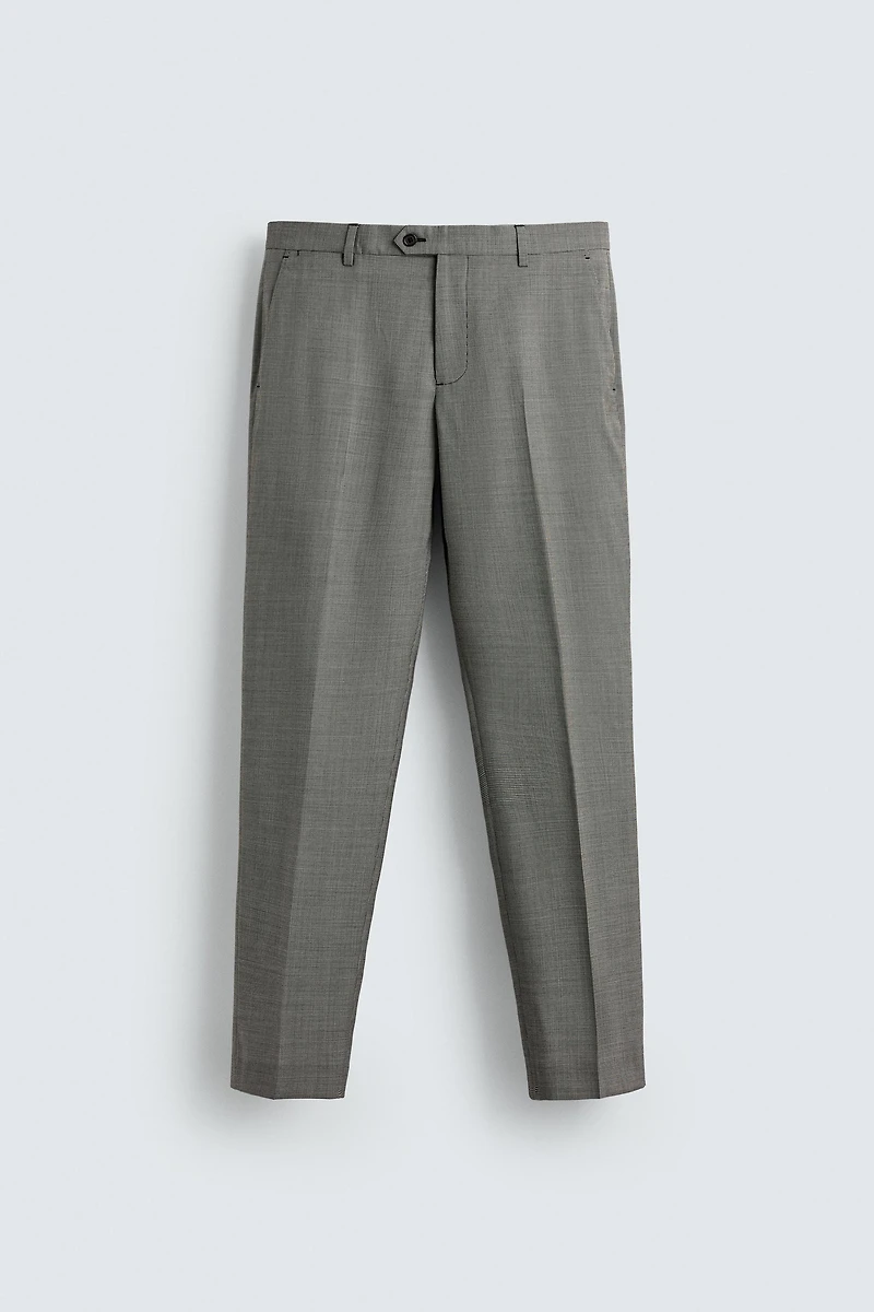 PLAID WOOL BLEND SUIT PANTS