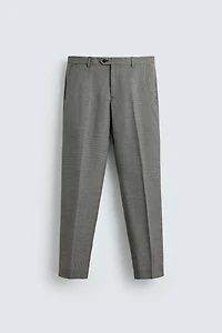 PLAID WOOL BLEND SUIT PANTS