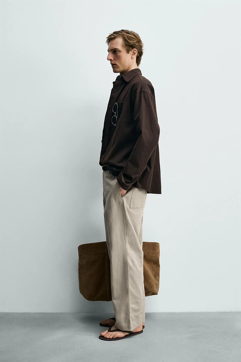 PANTALON RELAXED FIT COTON ET LIN