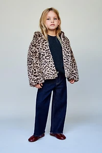 ANIMAL PRINT FAUX FUR JACKET