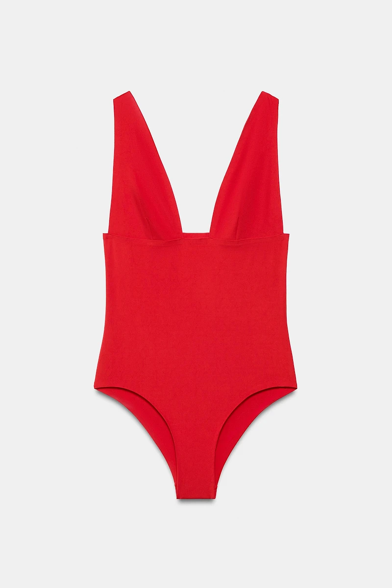 SOLID PLUNGE SWIMSUIT