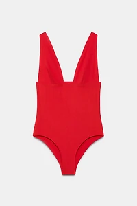 SOLID PLUNGE SWIMSUIT