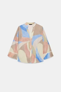 PRINTED LACE TRIM SHIRT