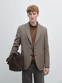 Wool blend houndstooth blazer