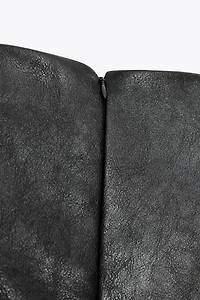 FAUX LEATHER SHORT DRESS WITH SHOULDER PADS